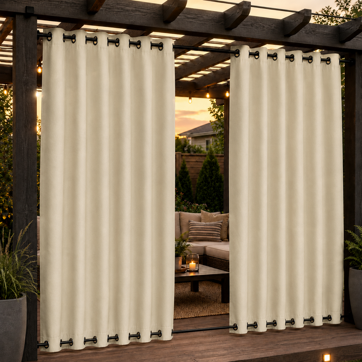 Pergola Curtains With Grommets Top &amp; Bottom, Waterproof Pergola Curtains, Grommets Top &amp; Bottom Pergola Curtains, 1 Pcs