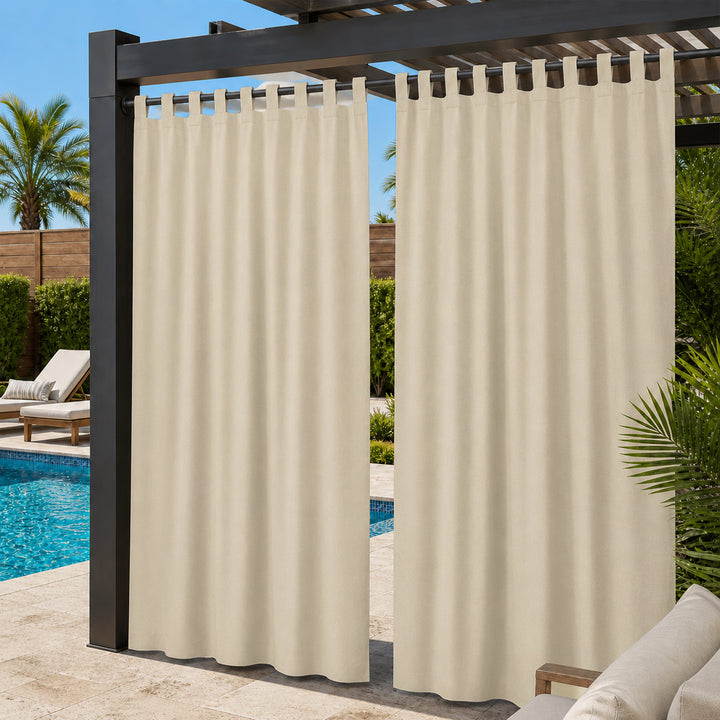Pool Curtains With Velcro Tab Top, Outdoor Pool Curtains, Waterproof Velcro Tab Top Pool Curtains, 1 Pcs