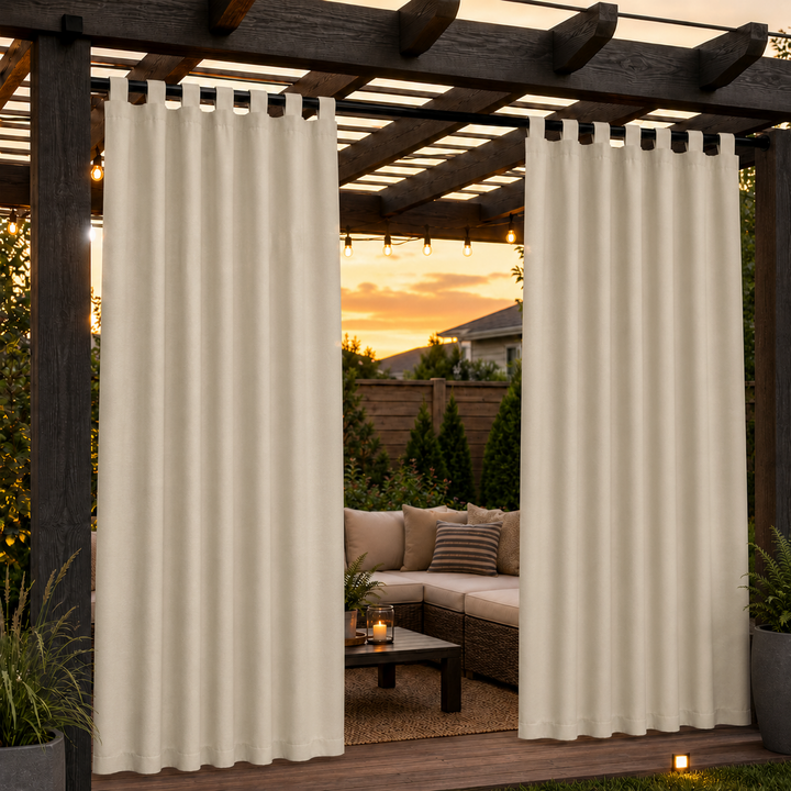 Pergola Curtains With Velcro Tab Top, Outdoor Pergola Curtains, Waterproof Velcro Tab Top Pergola Curtains, 1 Pcs