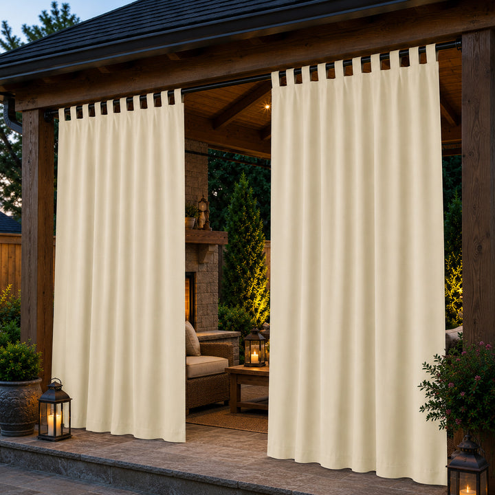 Pavilion Curtains With Velcro Tab Top, Outdoor Pavilion Curtains, Waterproof Velcro Tab Top Pavilion Curtains, 1 Pcs