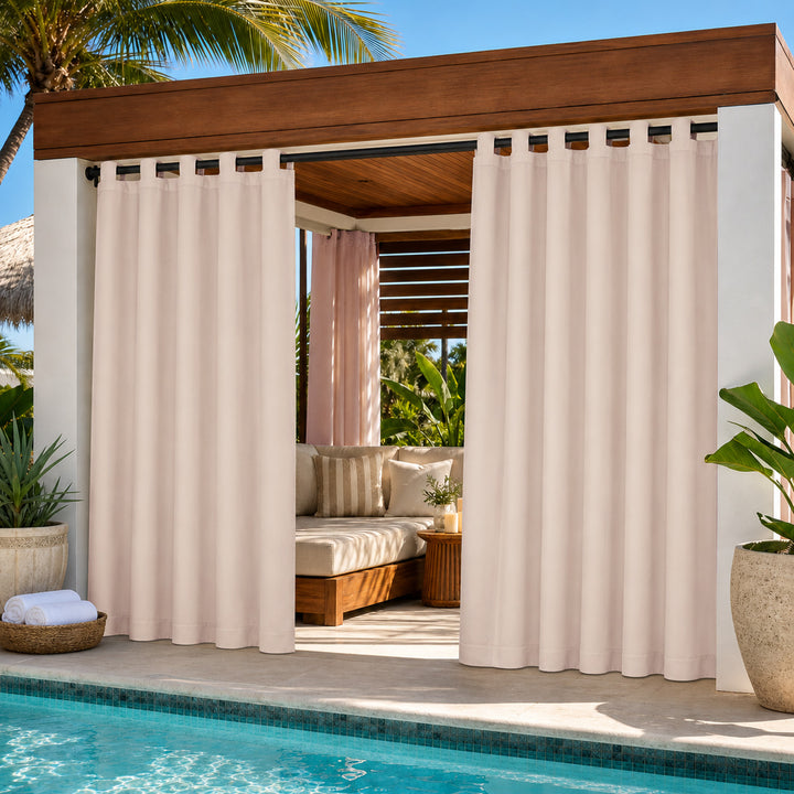 Cabana Curtains With Velcro Tab Top, Outdoor Cabana Curtains, Waterproof Velcro Tab Top Cabana Curtains, 1 Pcs