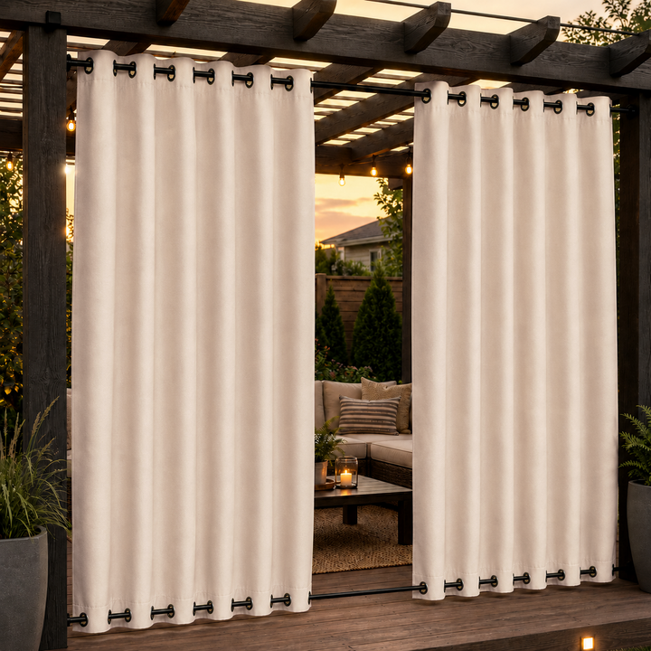 Pergola Curtains With Grommets Top &amp; Bottom, Waterproof Pergola Curtains, Grommets Top &amp; Bottom Pergola Curtains, 1 Pcs