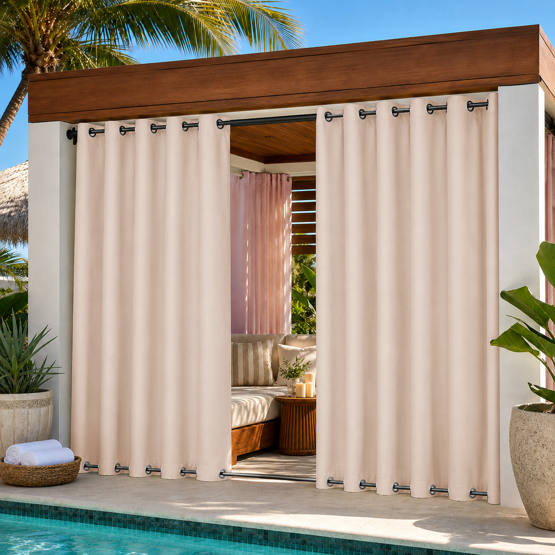 Cabana Curtains With Grommets Top &amp; Bottom, Waterproof Cabana Curtains, Grommets Top &amp; Bottom Cabana Curtains, 1 Pcs