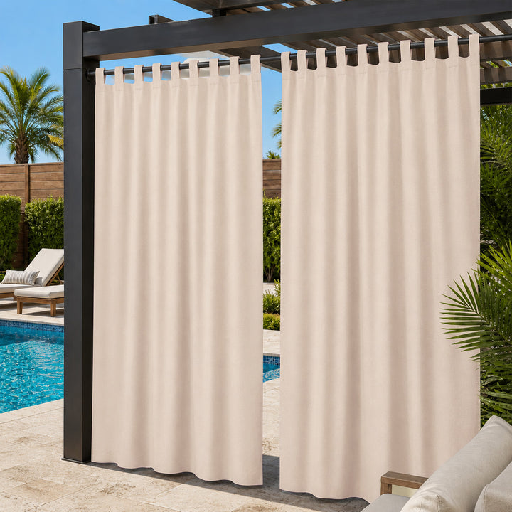 Pool Curtains With Velcro Tab Top, Outdoor Pool Curtains, Waterproof Velcro Tab Top Pool Curtains, 1 Pcs