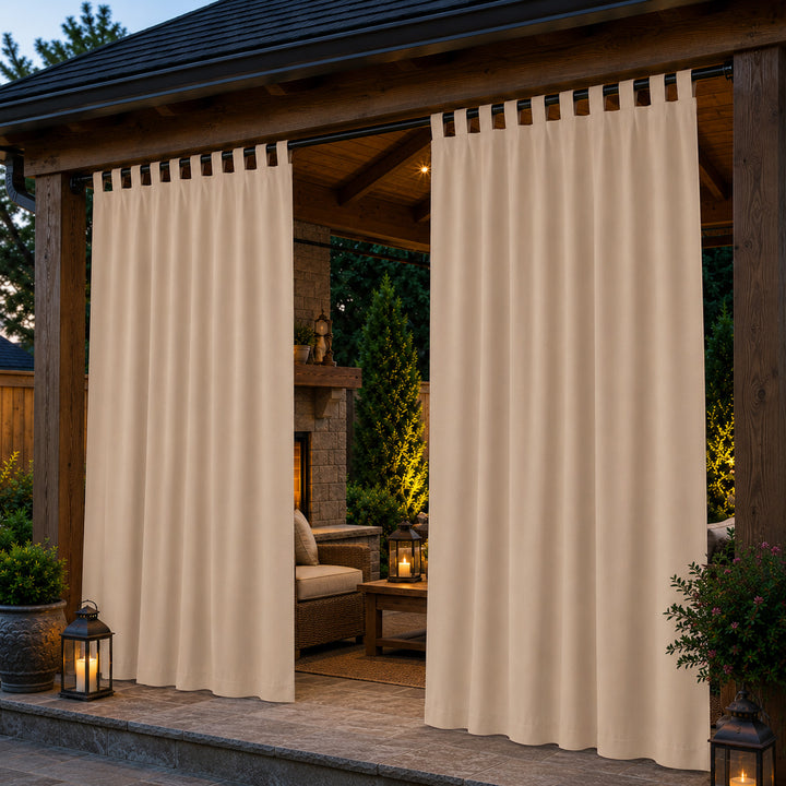 Pavilion Curtains With Velcro Tab Top, Outdoor Pavilion Curtains, Waterproof Velcro Tab Top Pavilion Curtains, 1 Pcs