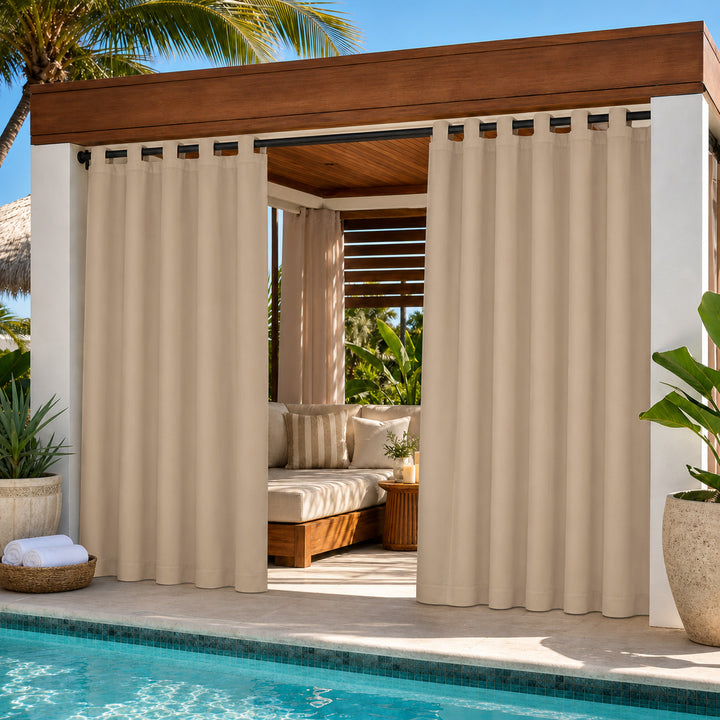 Cabana Curtains With Velcro Tab Top, Outdoor Cabana Curtains, Waterproof Velcro Tab Top Cabana Curtains, 1 Pcs