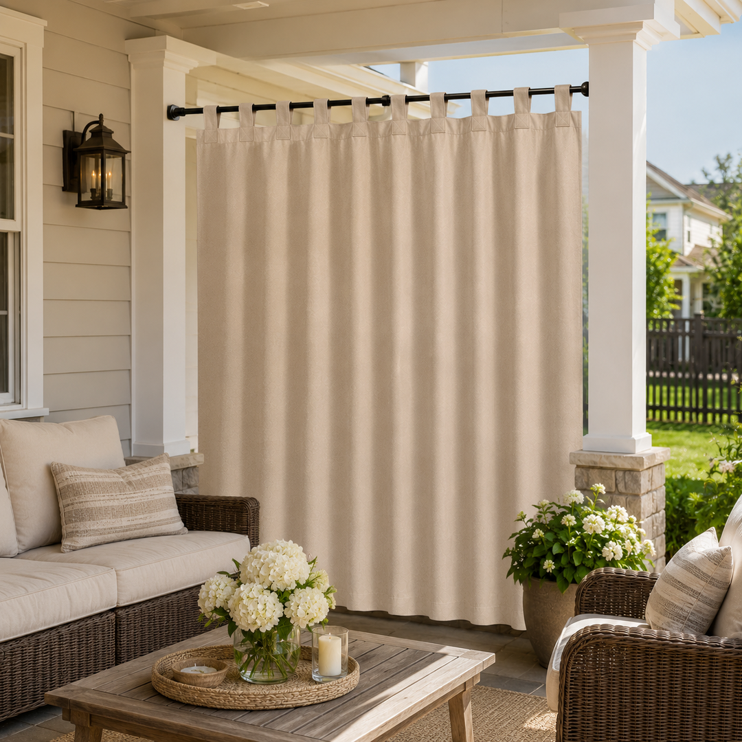 Porch Curtains With Tab Top, Outdoor Porch Curtains, Waterproof Tab Top Porch Curtains, 1 Pcs