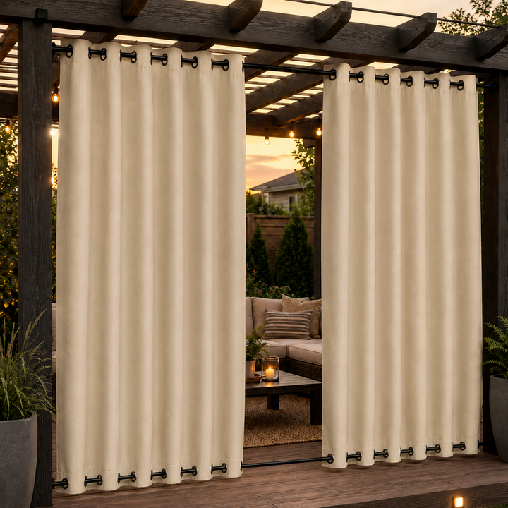 Pergola Curtains With Grommets Top &amp; Bottom, Waterproof Pergola Curtains, Grommets Top &amp; Bottom Pergola Curtains, 1 Pcs