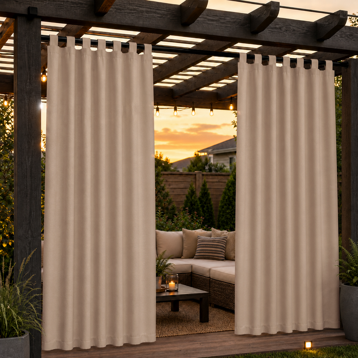 Pergola Curtains With Velcro Tab Top, Outdoor Pergola Curtains, Waterproof Velcro Tab Top Pergola Curtains, 1 Pcs