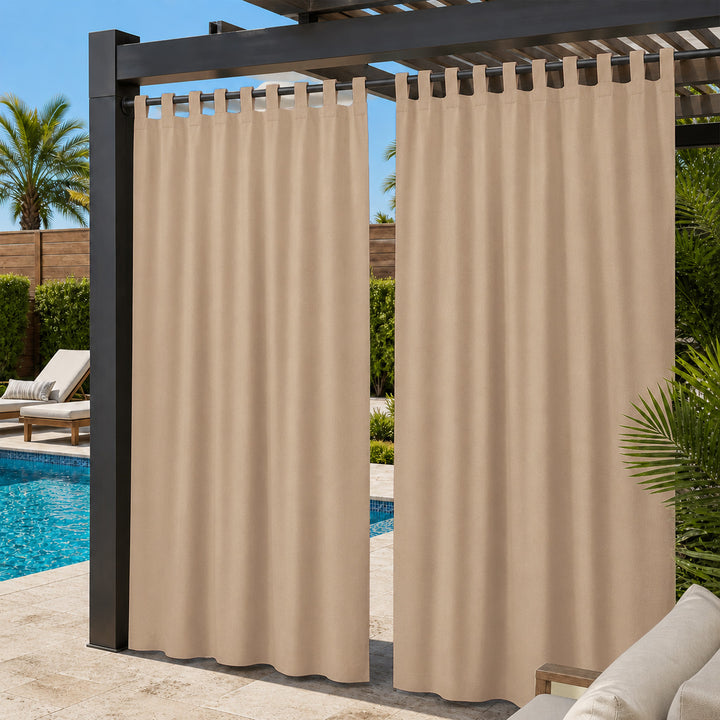 Pool Curtains With Velcro Tab Top, Outdoor Pool Curtains, Waterproof Velcro Tab Top Pool Curtains, 1 Pcs