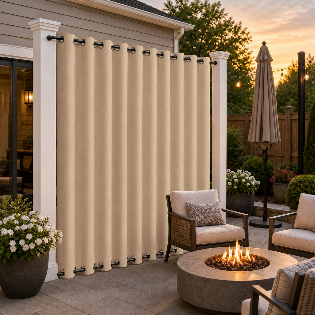Patio Curtains With Grommets Top &amp; Bottom, Waterproof Patio Curtains, Grommets Top &amp; Bottom Patio Curtains, 1 Pcs