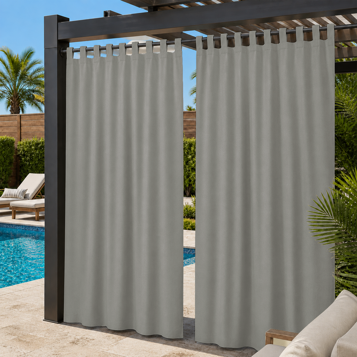 Pool Curtains With Velcro Tab Top, Outdoor Pool Curtains, Waterproof Velcro Tab Top Pool Curtains, 1 Pcs