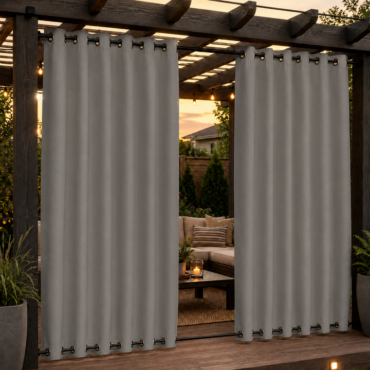 Pergola Curtains With Grommets Top &amp; Bottom, Waterproof Pergola Curtains, Grommets Top &amp; Bottom Pergola Curtains, 1 Pcs