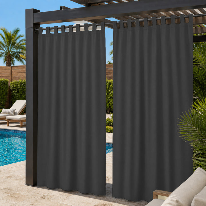 Pool Curtains With Velcro Tab Top, Outdoor Pool Curtains, Waterproof Velcro Tab Top Pool Curtains, 1 Pcs