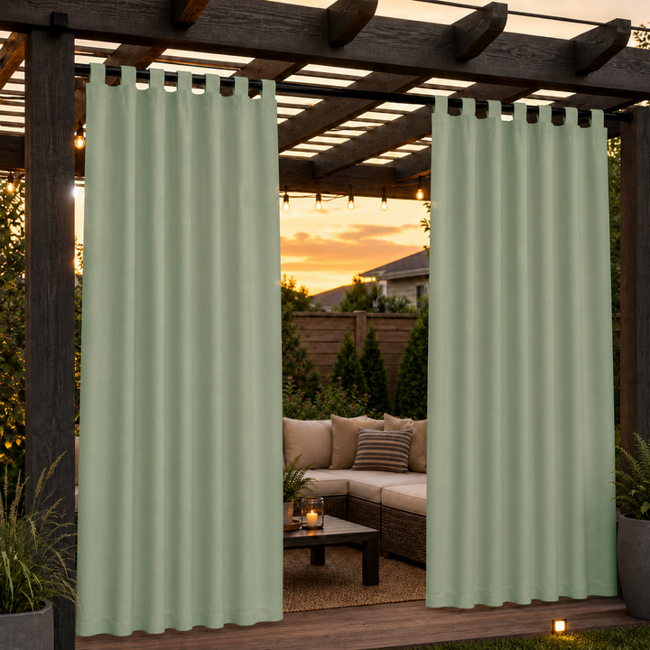 Pergola Curtains With Velcro Tab Top, Outdoor Pergola Curtains, Waterproof Velcro Tab Top Pergola Curtains, 1 Pcs