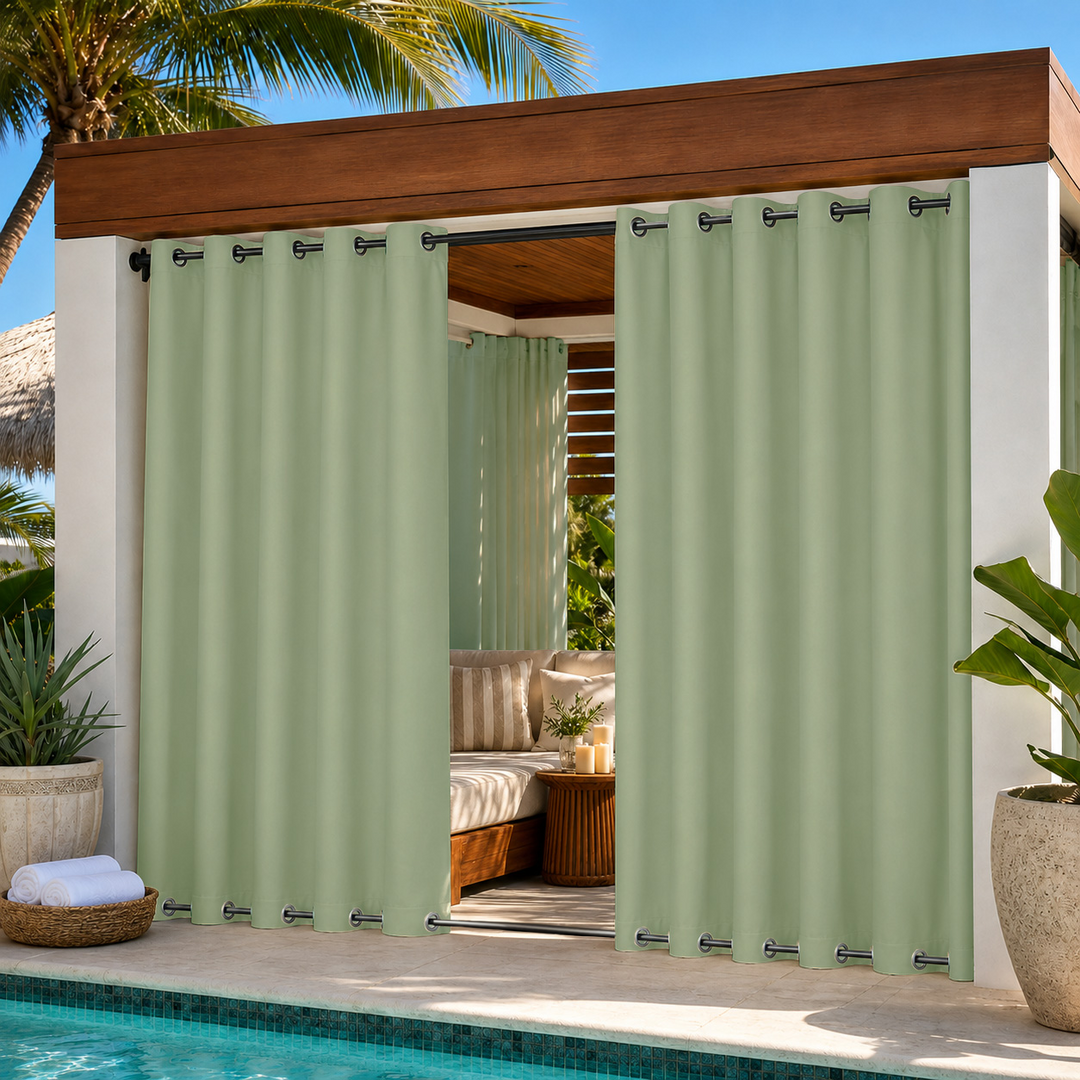 Cabana Curtains With Grommets Top &amp; Bottom, Waterproof Cabana Curtains, Grommets Top &amp; Bottom Cabana Curtains, 1 Pcs