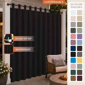 Patio Curtains With Velcro Tab Top, Outdoor Patio Curtains, Waterproof Patio Curtains, 1 Pcs