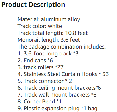 Upgraded White Aluminum Curtain Track, with Curved track, Can be Used as an Extension Track Rod, Ceiling or Wall mount, Indoor or Outdoor