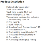 Upgraded White Aluminum Curtain Track, with Curved track, Can be Used as an Extension Track Rod, Ceiling or Wall mount, Indoor or Outdoor