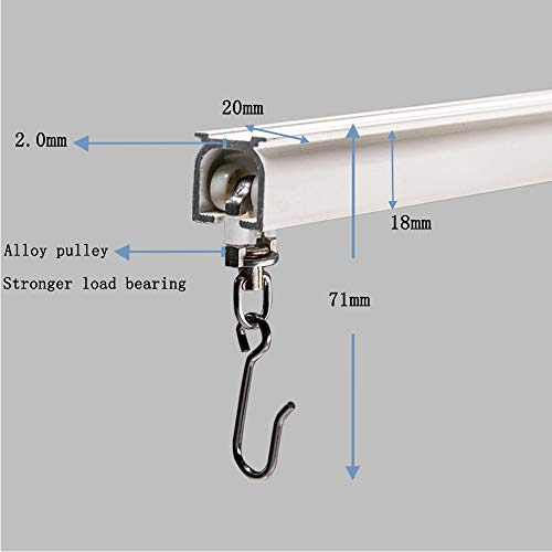 Upgraded White Aluminum Curtain Track, with Curved track, Can be Used as an Extension Track Rod, Ceiling or Wall mount, Indoor or Outdoor
