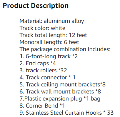 Upgraded White Aluminum Curtain Track, with Curved track, Can be Used as an Extension Track Rod, Ceiling or Wall mount, Indoor or Outdoor