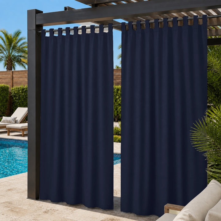 Pool Curtains With Velcro Tab Top, Outdoor Pool Curtains, Waterproof Velcro Tab Top Pool Curtains, 1 Pcs