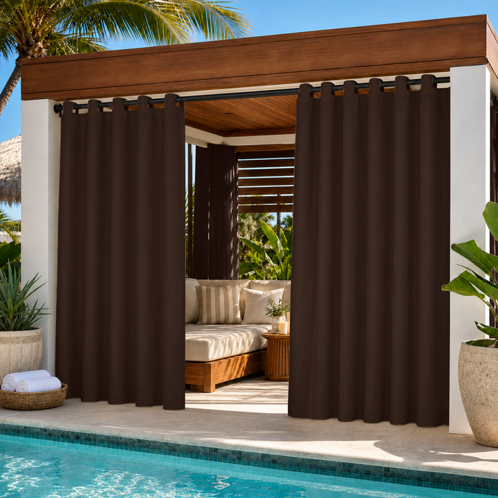 Cabana Curtains With Velcro Tab Top, Outdoor Cabana Curtains, Waterproof Velcro Tab Top Cabana Curtains, 1 Pcs
