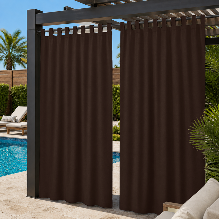 Pool Curtains With Velcro Tab Top, Outdoor Pool Curtains, Waterproof Velcro Tab Top Pool Curtains, 1 Pcs