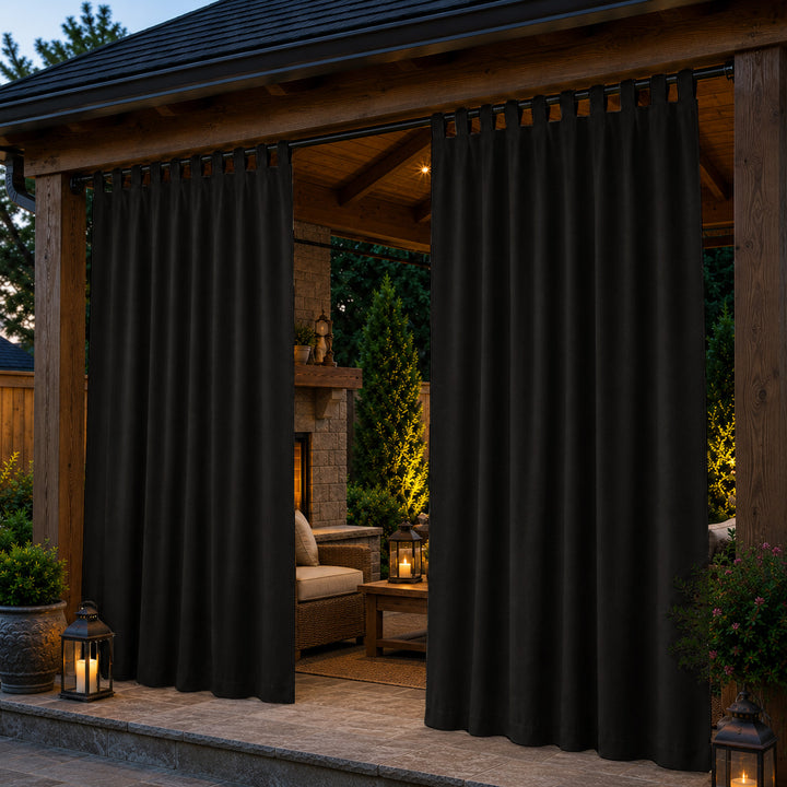 Pavilion Curtains With Velcro Tab Top, Outdoor Pavilion Curtains, Waterproof Velcro Tab Top Pavilion Curtains, 1 Pcs