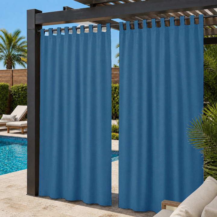 Pool Curtains With Velcro Tab Top, Outdoor Pool Curtains, Waterproof Velcro Tab Top Pool Curtains, 1 Pcs