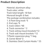 Upgraded White Aluminum Curtain Track, with Curved track, Can be Used as an Extension Track Rod, Ceiling or Wall mount, Indoor or Outdoor