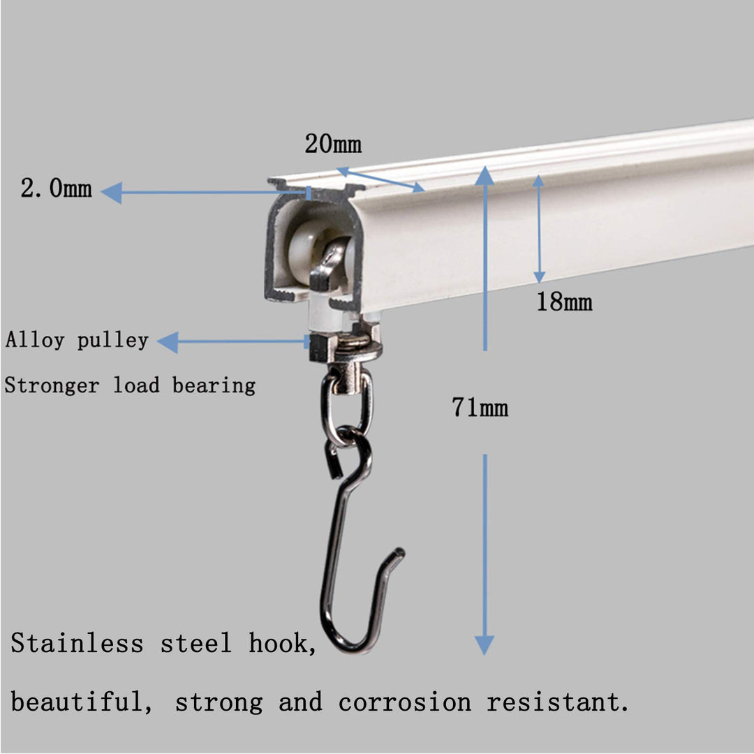 Upgraded White Aluminum Curtain Track, with Curved track, Can be Used as an Extension Track Rod, Ceiling or Wall mount, Indoor or Outdoor