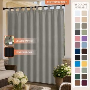 Porch Curtains With Velcro Tab Top, Outdoor Porch  Curtains, Waterproof Velcro Tab Top Porch Curtains, 1 Pcs
