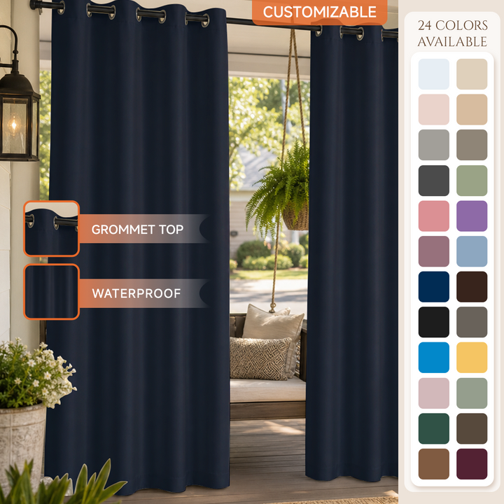 Porch Curtains With Grommets Top, Waterproof Porch Curtains, Grommets Top Porch Curtains, 1 Pcs