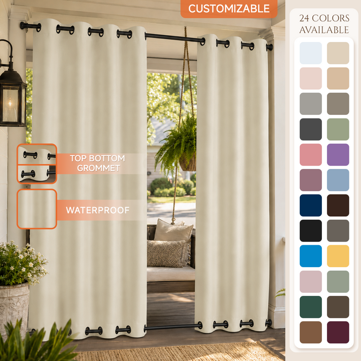Porch Curtains With Grommets Top &amp; Bottom, Waterproof Porch Curtains, Grommets Top &amp; Bottom Porch Curtains, 1 Pcs