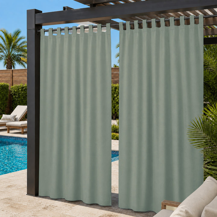 Pool Curtains With Velcro Tab Top, Outdoor Pool Curtains, Waterproof Velcro Tab Top Pool Curtains, 1 Pcs