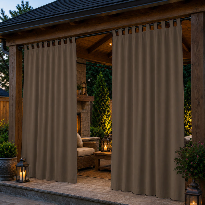 Pavilion Curtains With Velcro Tab Top, Outdoor Pavilion Curtains, Waterproof Velcro Tab Top Pavilion Curtains, 1 Pcs