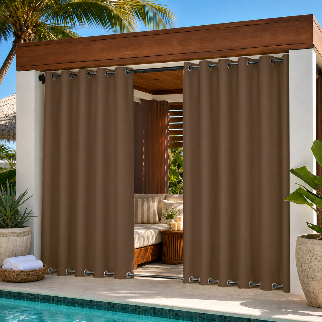 Cabana Curtains With Grommets Top &amp; Bottom, Waterproof Cabana Curtains, Grommets Top &amp; Bottom Cabana Curtains, 1 Pcs