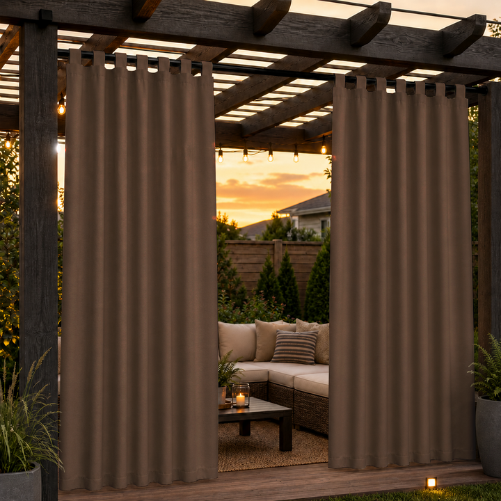 Pergola Curtains With Velcro Tab Top, Outdoor Pergola Curtains, Waterproof Velcro Tab Top Pergola Curtains, 1 Pcs