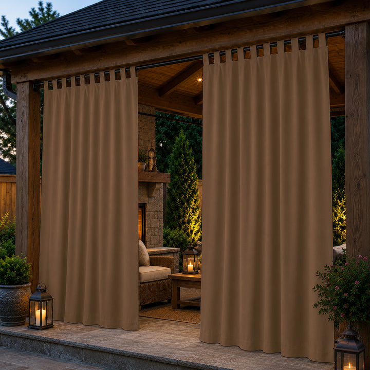 Pavilion Curtains With Velcro Tab Top, Outdoor Pavilion Curtains, Waterproof Velcro Tab Top Pavilion Curtains, 1 Pcs