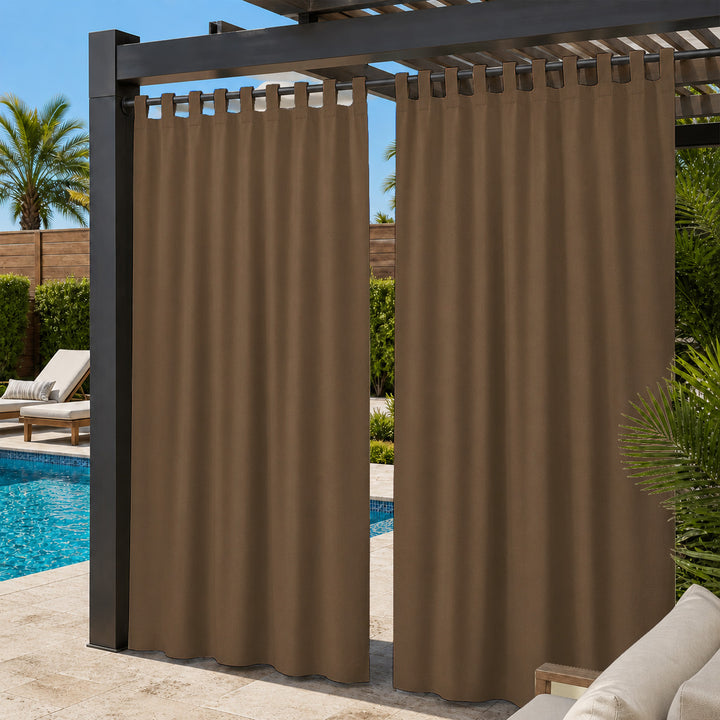 Pool Curtains With Velcro Tab Top, Outdoor Pool Curtains, Waterproof Velcro Tab Top Pool Curtains, 1 Pcs