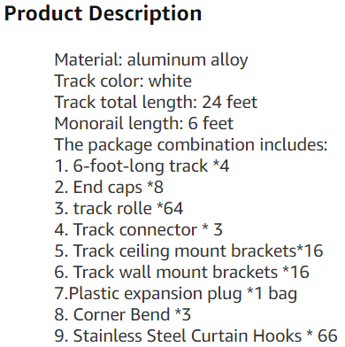 Upgraded White Aluminum Curtain Track, with Curved track, Can be Used as an Extension Track Rod, Ceiling or Wall mount, Indoor or Outdoor
