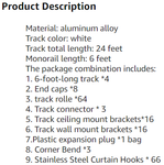 Upgraded White Aluminum Curtain Track, with Curved track, Can be Used as an Extension Track Rod, Ceiling or Wall mount, Indoor or Outdoor