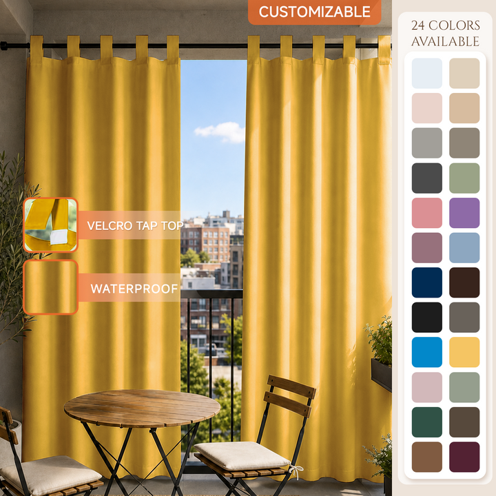 Balcony Curtains With Velcro Tab Top, Outdoor Balcony Curtains, Waterproof Velcro Tab Top Balcony Curtains, 1 Pcs