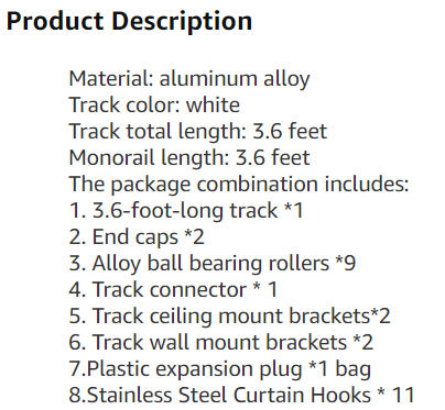 Upgraded White Aluminum Curtain Track, with Curved track, Can be Used as an Extension Track Rod, Ceiling or Wall mount, Indoor or Outdoor