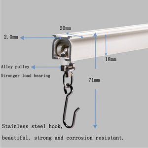 Upgraded White Aluminum Curtain Track, with Curved track, Can be Used as an Extension Track Rod, Ceiling or Wall mount, Indoor or Outdoor