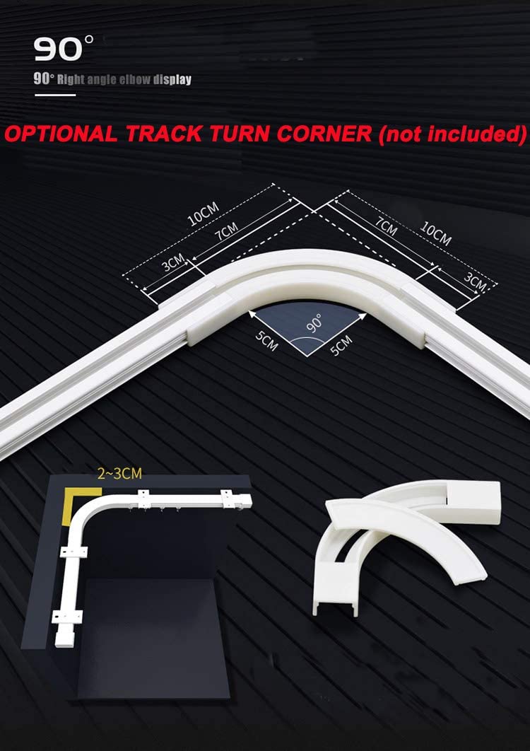 Upgraded White Aluminum Curtain Track, with Curved track, Can be Used as an Extension Track Rod, Ceiling or Wall mount, Indoor or Outdoor