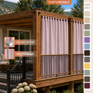 Deck Curtains With Velcro Tab Top, Outdoor Deck Curtains, Waterproof Velcro Tab Top Deck Curtains, 1 Pcs