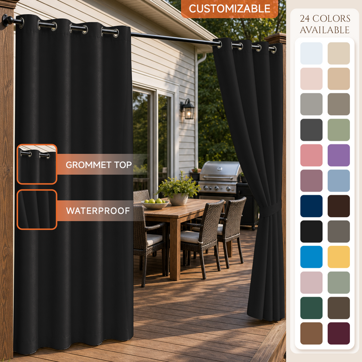 Deck Curtains With Grommets Top, Waterproof Deck Curtains, Grommets Top Deck Curtains, 1 Pcs
