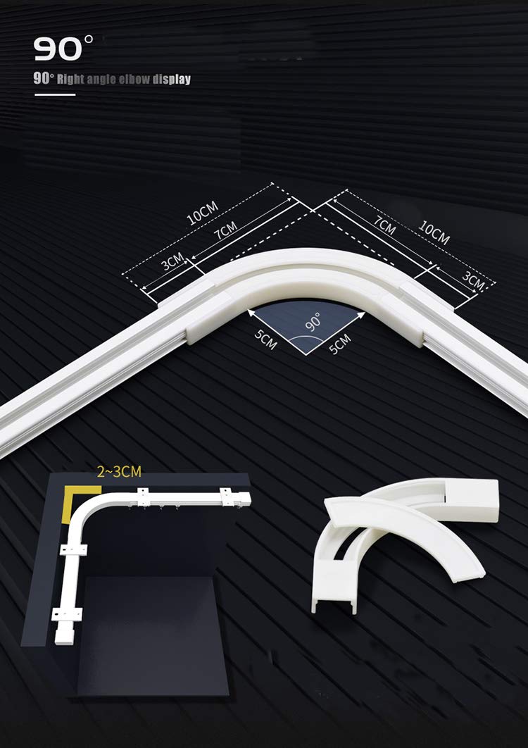 Upgraded White Aluminum Curtain Track, with Curved track, Can be Used as an Extension Track Rod, Ceiling or Wall mount, Indoor or Outdoor